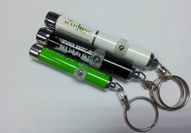 Three sizes is available for logo projector torch keychain